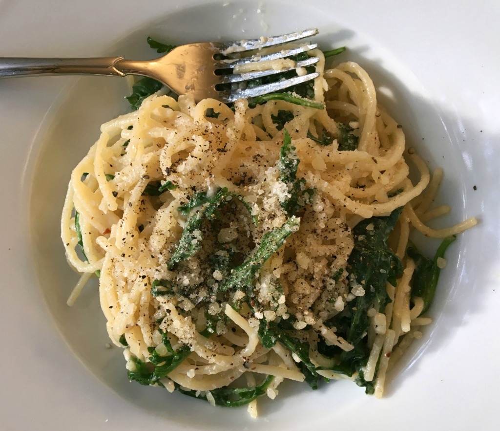 Cacio e Pepe with arugula from Chrissy Teigen's Cravings 